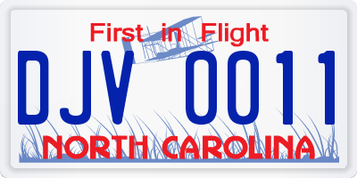 NC license plate DJV0011