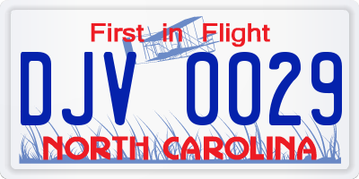 NC license plate DJV0029