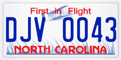 NC license plate DJV0043