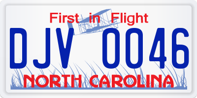 NC license plate DJV0046