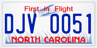 NC license plate DJV0051