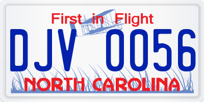 NC license plate DJV0056