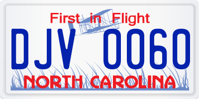 NC license plate DJV0060
