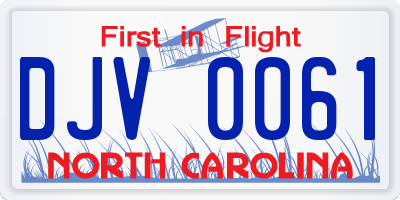 NC license plate DJV0061