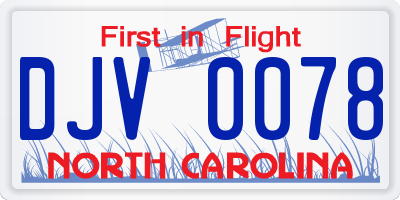 NC license plate DJV0078