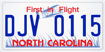 NC license plate DJV0115