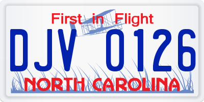NC license plate DJV0126