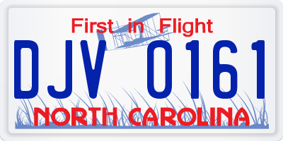 NC license plate DJV0161