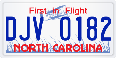 NC license plate DJV0182