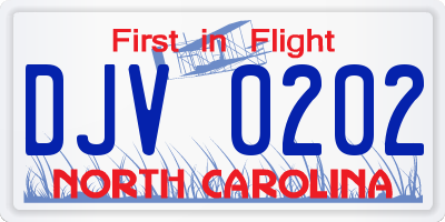 NC license plate DJV0202