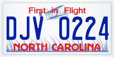 NC license plate DJV0224