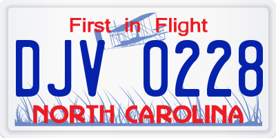 NC license plate DJV0228
