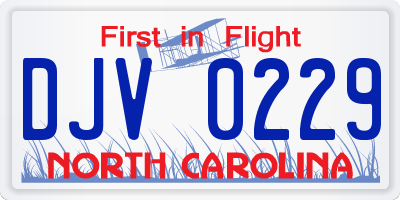 NC license plate DJV0229