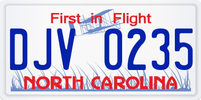 NC license plate DJV0235