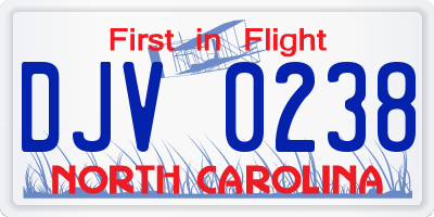 NC license plate DJV0238