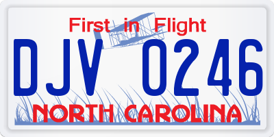 NC license plate DJV0246