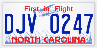 NC license plate DJV0247
