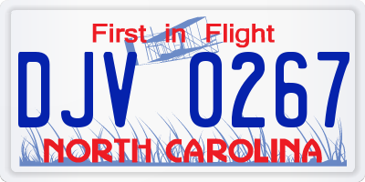 NC license plate DJV0267
