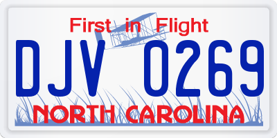 NC license plate DJV0269