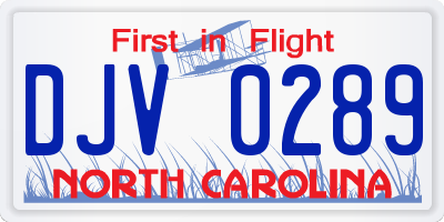 NC license plate DJV0289
