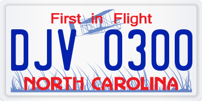 NC license plate DJV0300