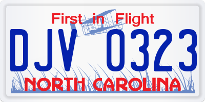NC license plate DJV0323