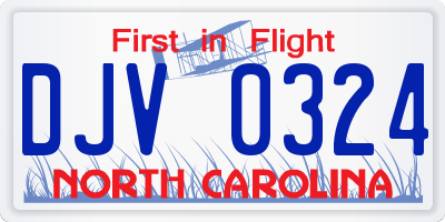 NC license plate DJV0324