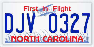 NC license plate DJV0327