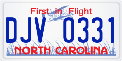 NC license plate DJV0331