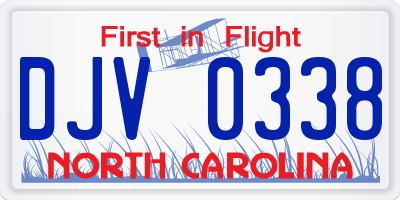NC license plate DJV0338