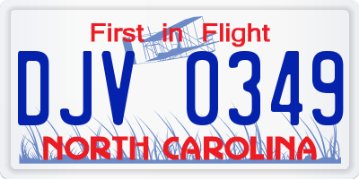 NC license plate DJV0349