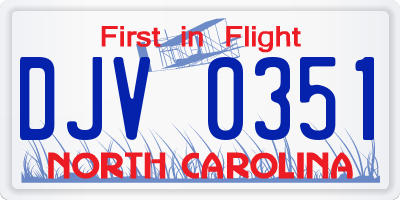 NC license plate DJV0351
