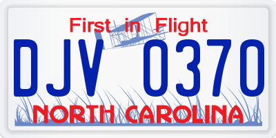 NC license plate DJV0370