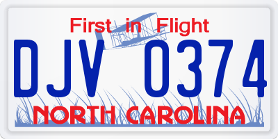 NC license plate DJV0374