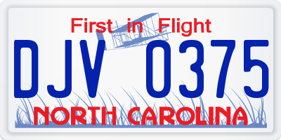 NC license plate DJV0375