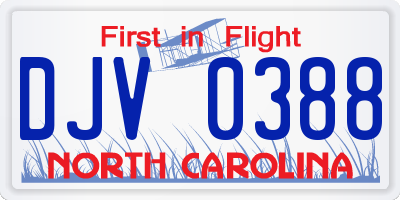 NC license plate DJV0388