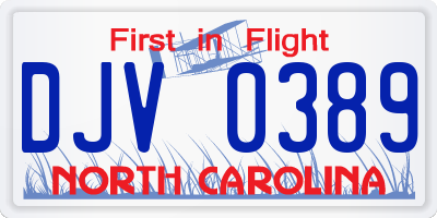 NC license plate DJV0389
