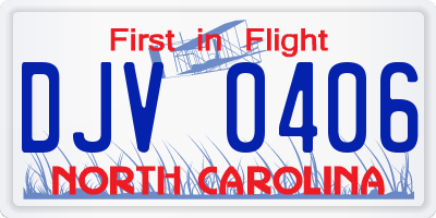 NC license plate DJV0406