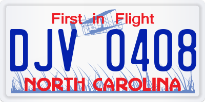 NC license plate DJV0408