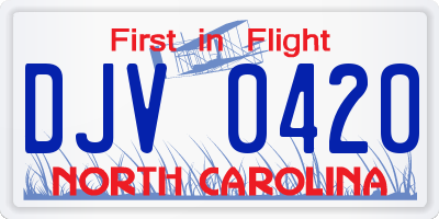 NC license plate DJV0420
