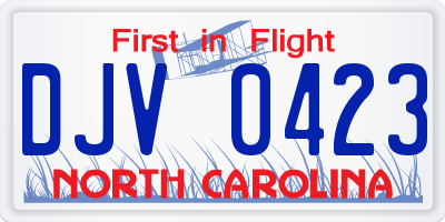 NC license plate DJV0423