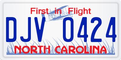 NC license plate DJV0424