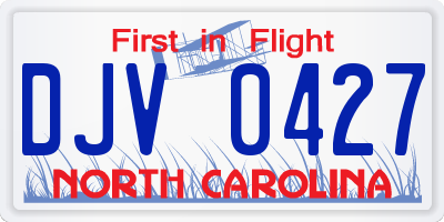 NC license plate DJV0427