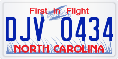 NC license plate DJV0434