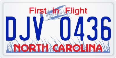 NC license plate DJV0436
