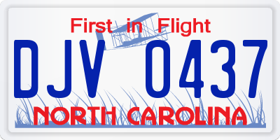 NC license plate DJV0437