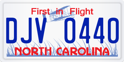 NC license plate DJV0440