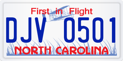 NC license plate DJV0501