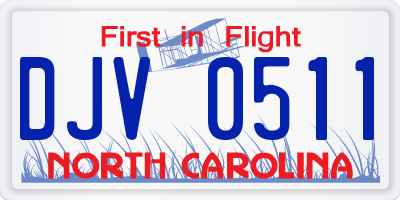 NC license plate DJV0511