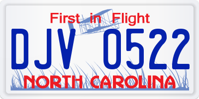 NC license plate DJV0522
